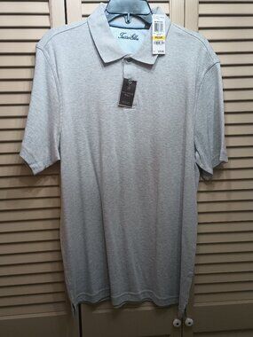 TASSO ELBA Men's Gray Short Sleeved Signature Polo Shirt M
